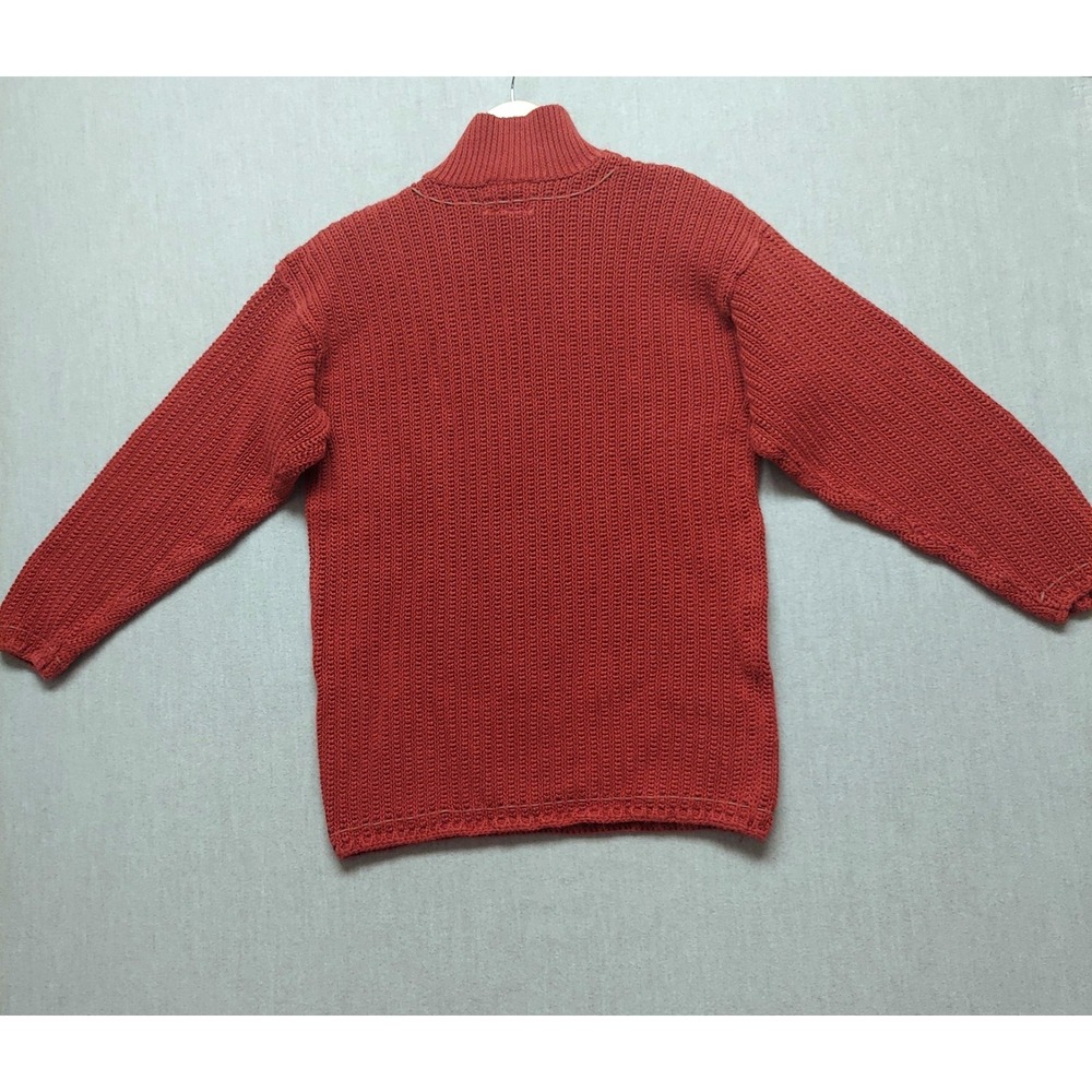 Womens Chunky Knit Mock Neck Sweater S Rust Colored Cozy Whipstitch Cottagecore - Picture 6 of 13